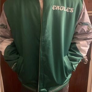 Mitchell & Ness Green and Gray Eagles Bomber Jacket
